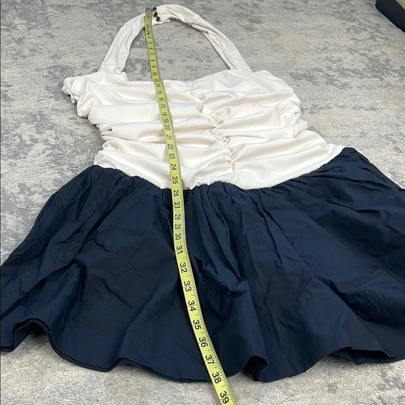 NWT Maeve Halter Twofer Mini Dress Anthro Black White Puffy Bubble Sz L - Picture 13 of 16